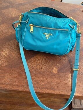 Prada Teal Crossbody Bag with Gold Hardware